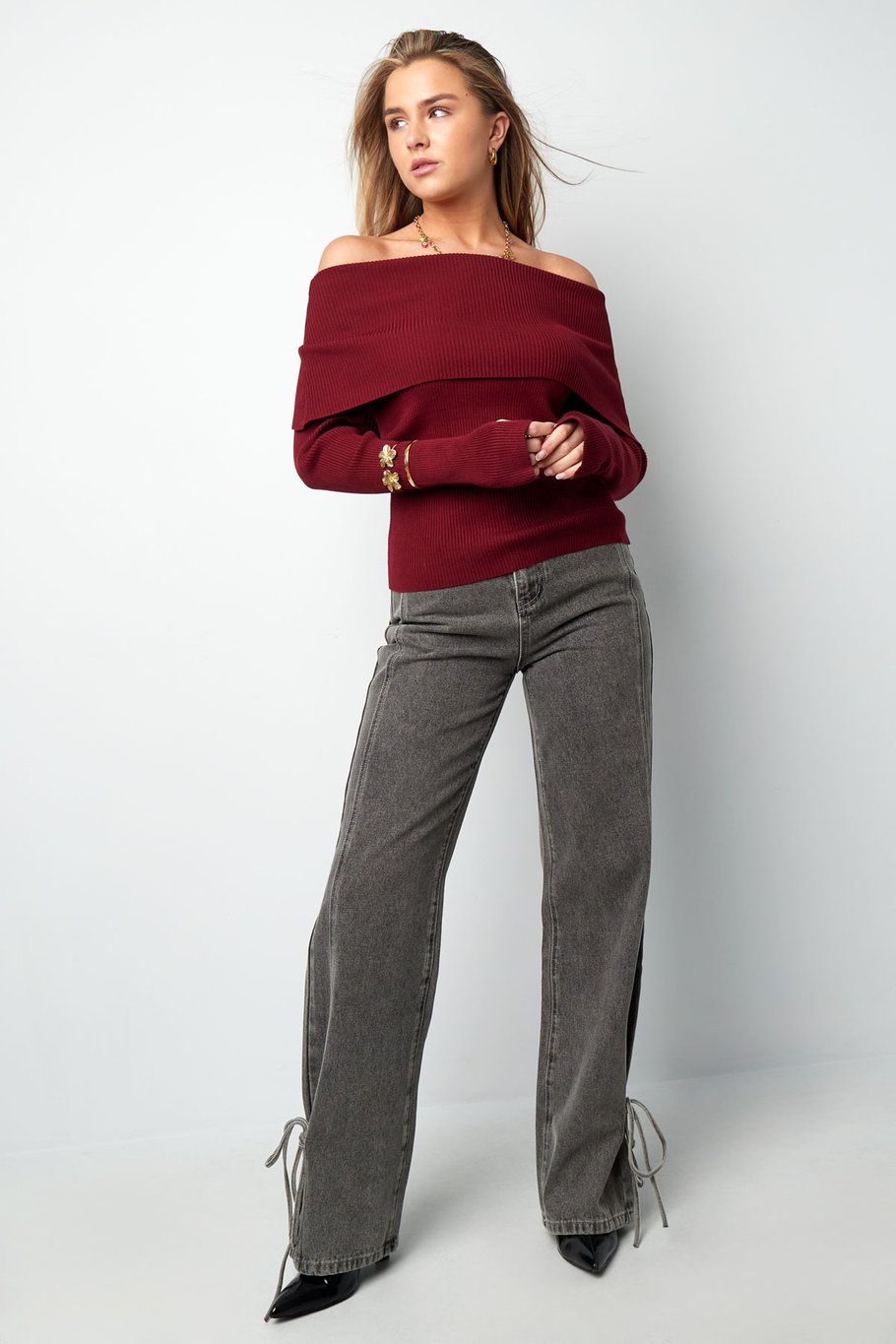 Basic off shoulder top - Burgundy Picture11